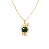 Bird Family 18K Gold Pendant w. Green Tourmaline
