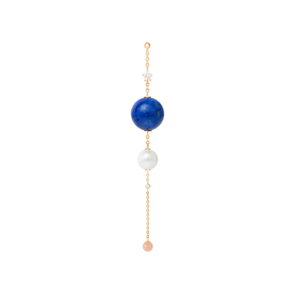 Special Edition 18K Gold Earring-pendant w. Diamond, Amber & Aquamarine