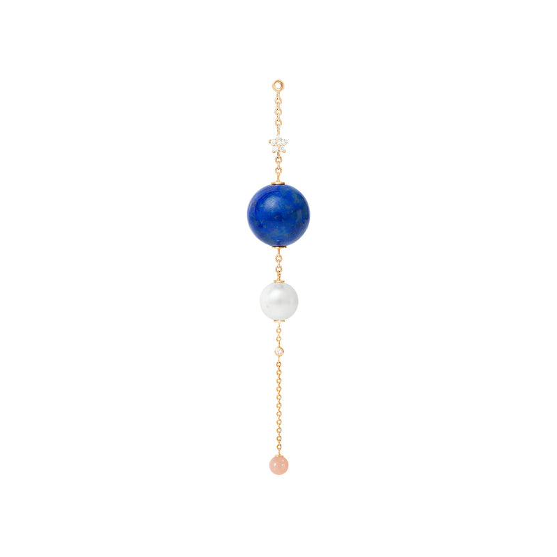 Special Edition 18K Gold Earring-pendant w. Diamond, Amber & Aquamarine
