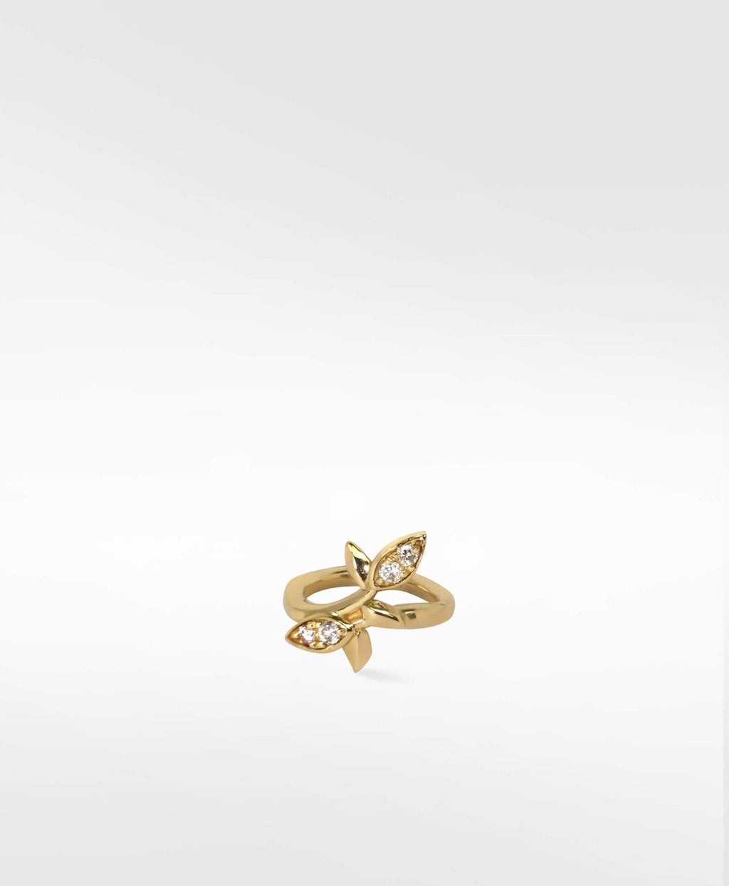 Leaf 14K Gold Earring w. Lab-Grown Diamonds