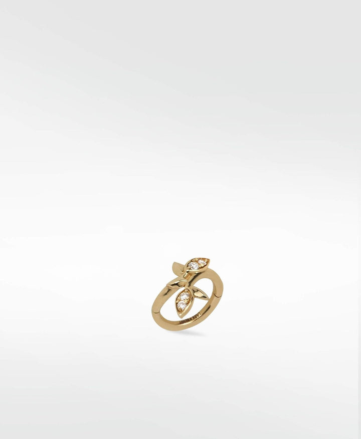 Blatt 14K Gold Ohrring w. Diamanten gewachsen