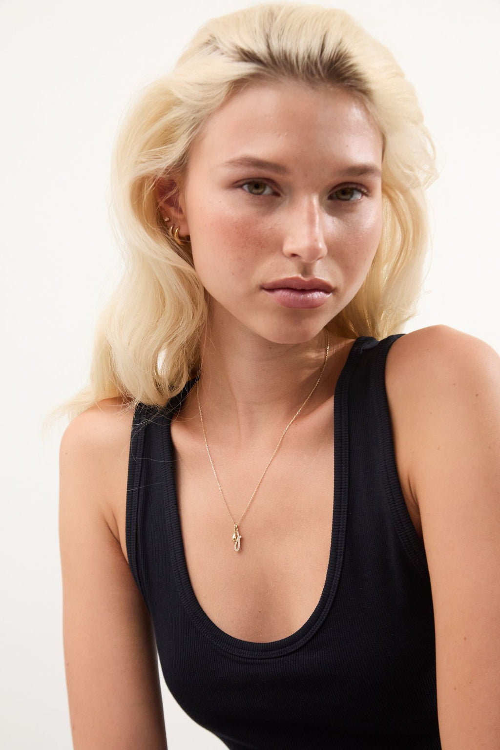 Initial M 14k Gold Necklace w. Lab-Grown Diamonds