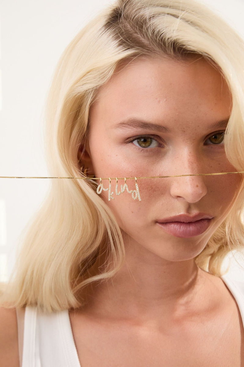 Initial X 14k Hvidguld Halskæde m. Lab-Grown Diamanter