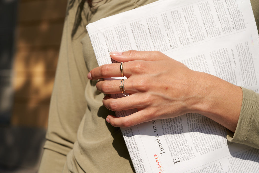 Alliance 14K eller 18K Hvidguld Ring m. Sorte Lab-Grown Diamanter