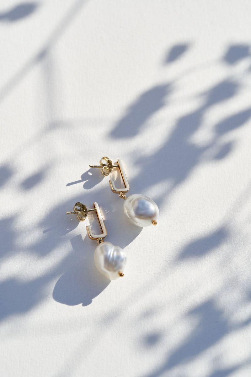 Baroque Pearl 14K Gold Earrings