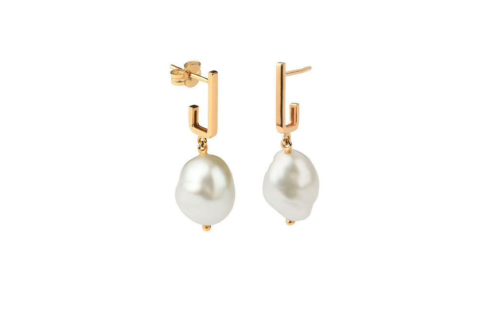 Baroque Pearl 14K Gold Earrings