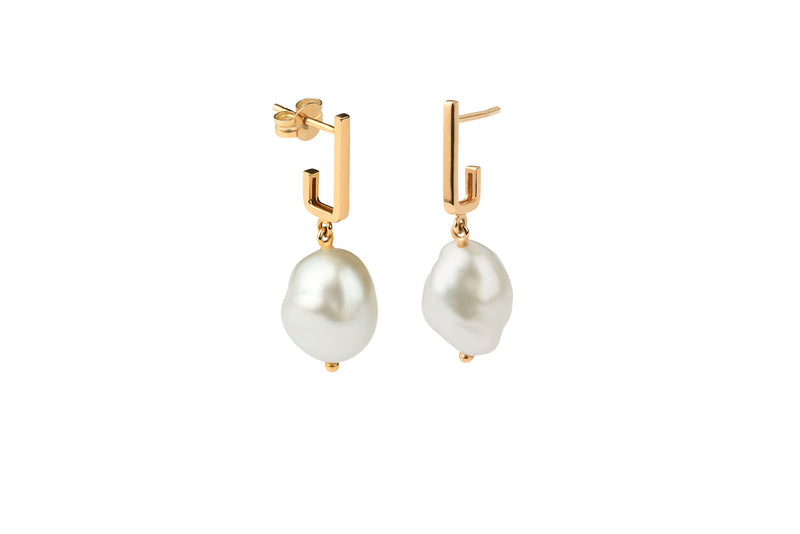 Baroque Pearl 14K Gold Earrings