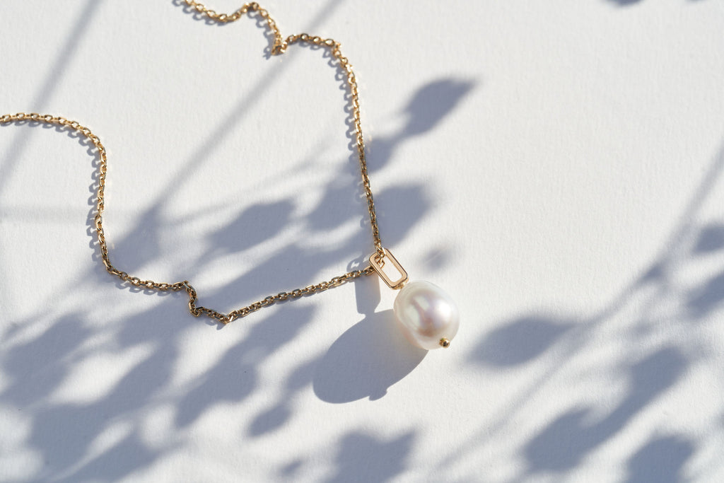 14K Gold Baroque Pearl Pendant