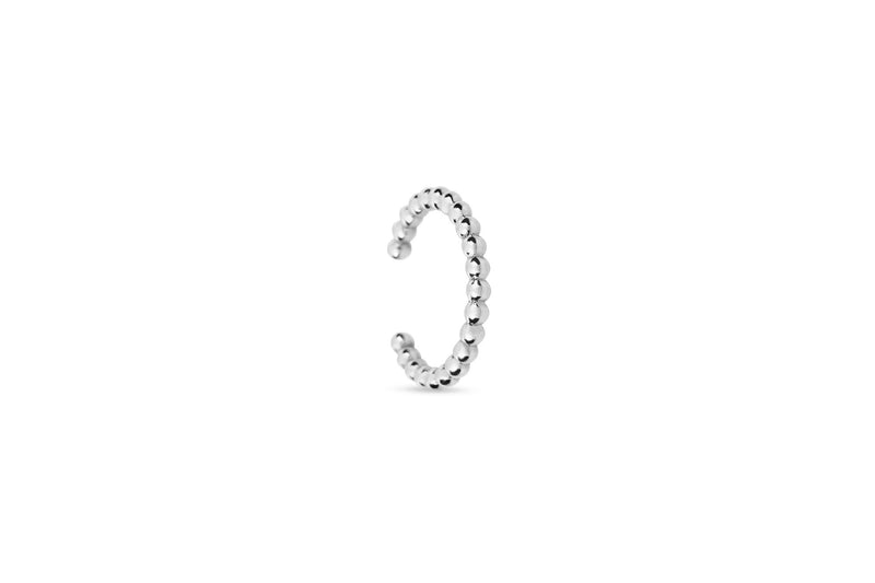 Beaded 14K White Gold Ear Cuff