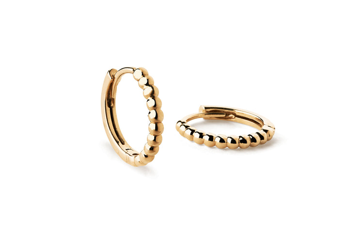 Beaded 14K 10mm Gold Hoops