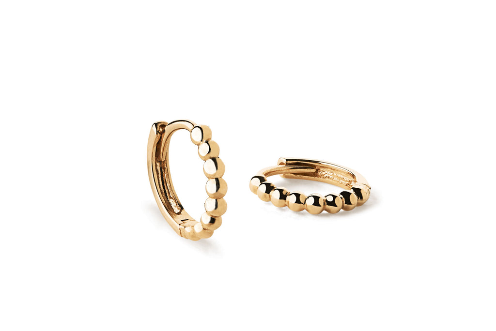 Beaded 14K 8mm Gold Hoops