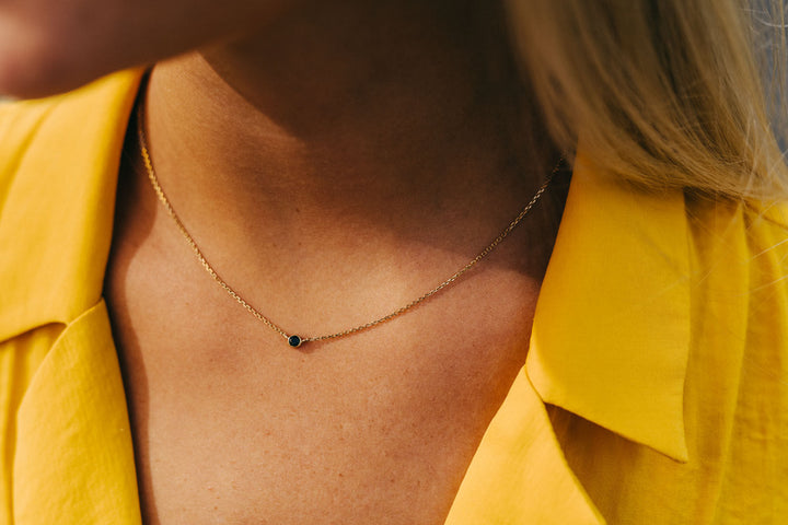 Sort Diamant 14K Guld Halskæde