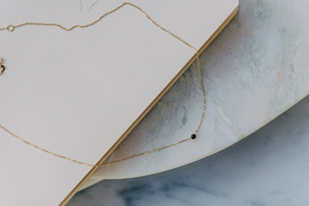 Schwarzer Diamant 14K Gold Halskette