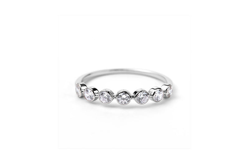 Diamond Bezel 14K or 18K White Gold Ring Band