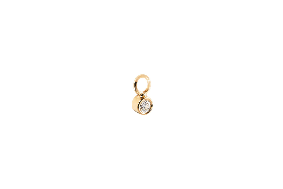 Diamond Hoop Charm 14K Gold Earring-pendant