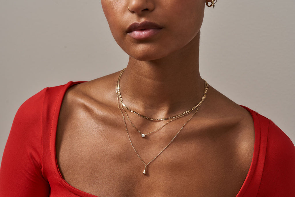 14K Guld Halskæde Halskæde m. 0.25ct Diamant