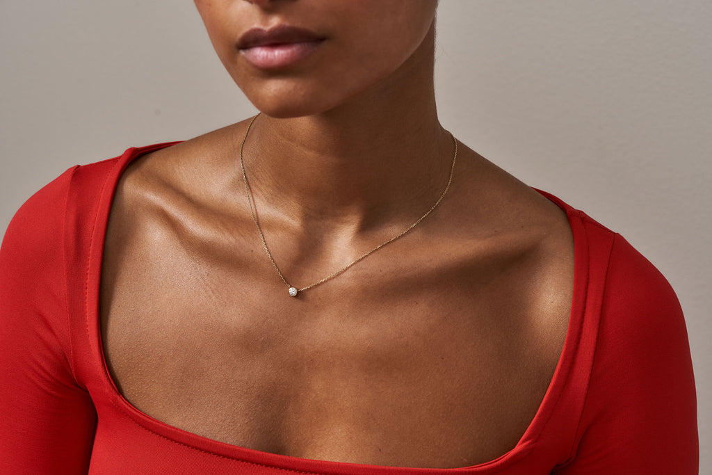 14K Guld Halskæde Halskæde m. 0.25ct Diamant