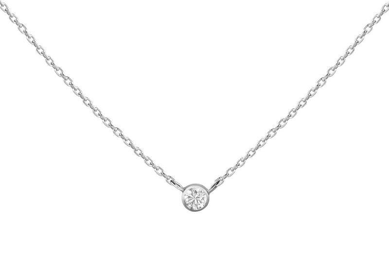 14K White Gold Necklace Necklace w. 0.11ct Diamond