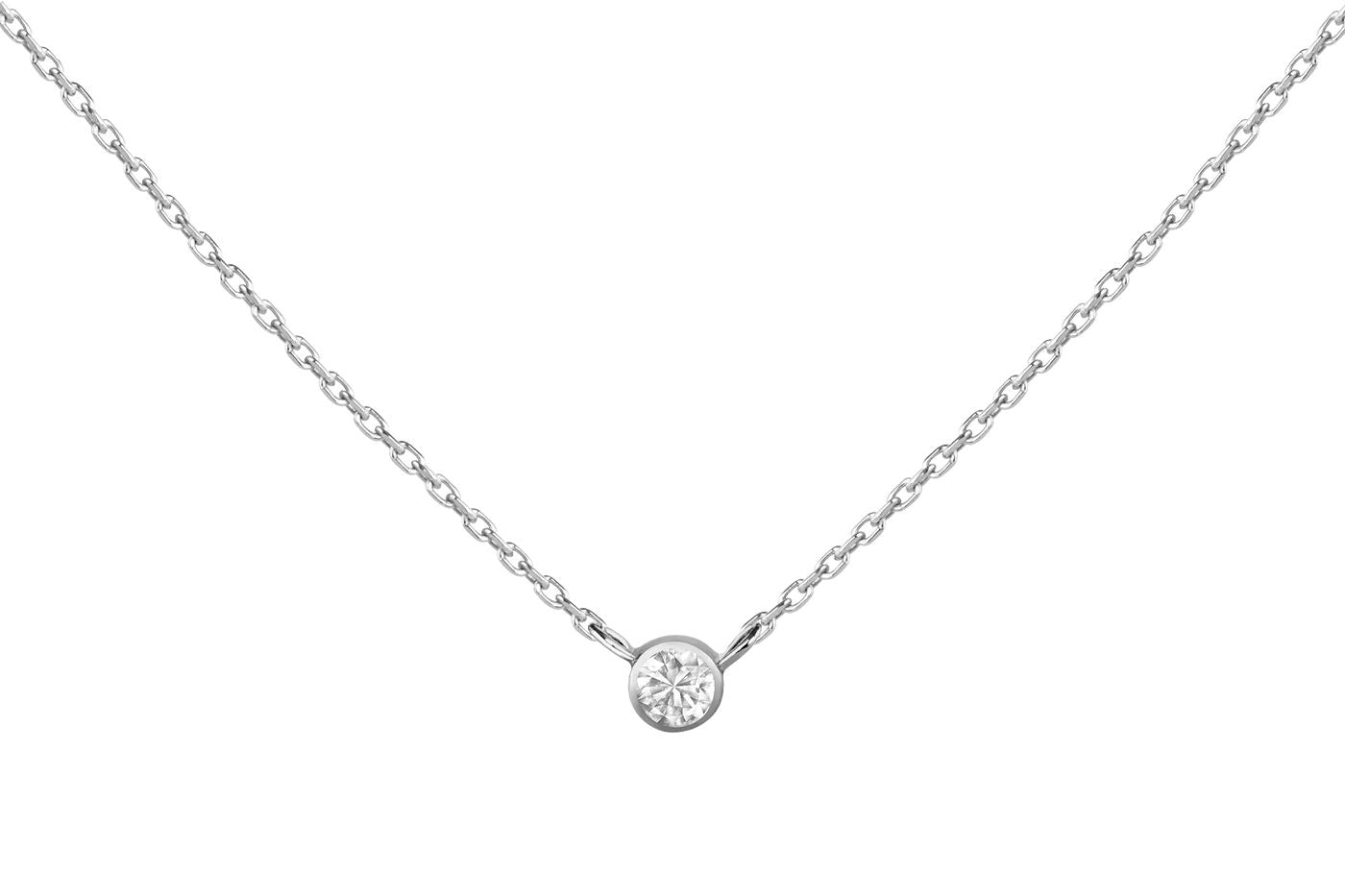 14K Hvidguld Halskæde Halskæde m. 0.11ct Diamant