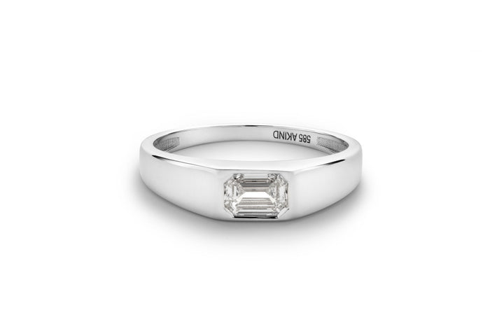 Diamond 14K or 18K White Gold Signet Ring