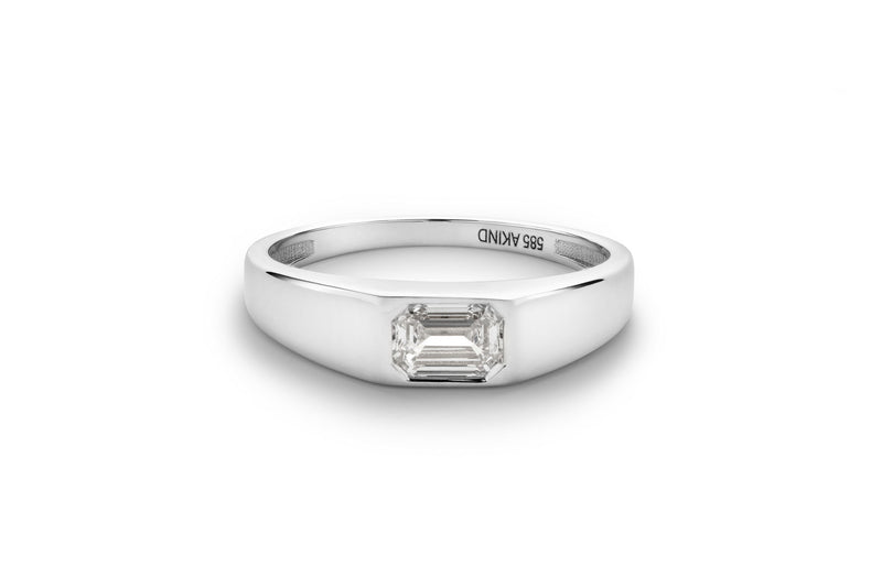 Diamond 14K or 18K White Gold Signet Ring