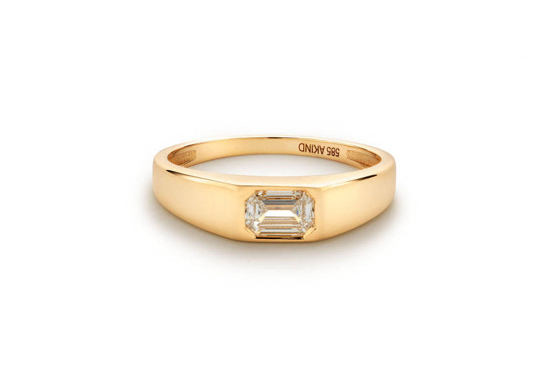 Diamond 14K or 18K Gold Signet Ring