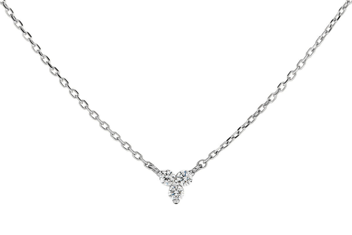 Diamond Trinity 14K Whitegold Halskette
