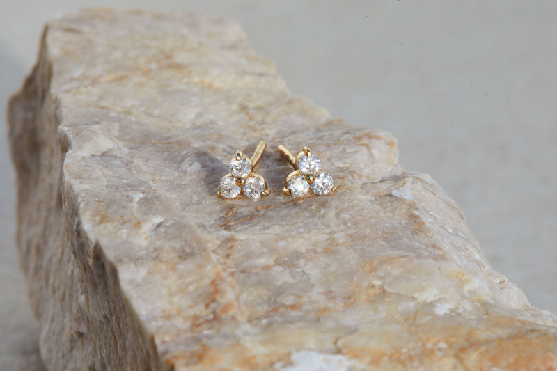 Diamond Trinity 14K Gold Studs