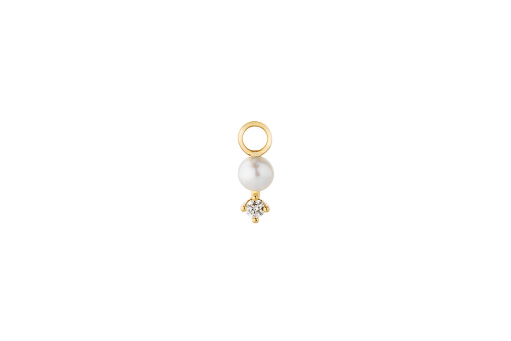 Diamant & Perle Hoop Charm 14K Guld Ørerings-vedhæng