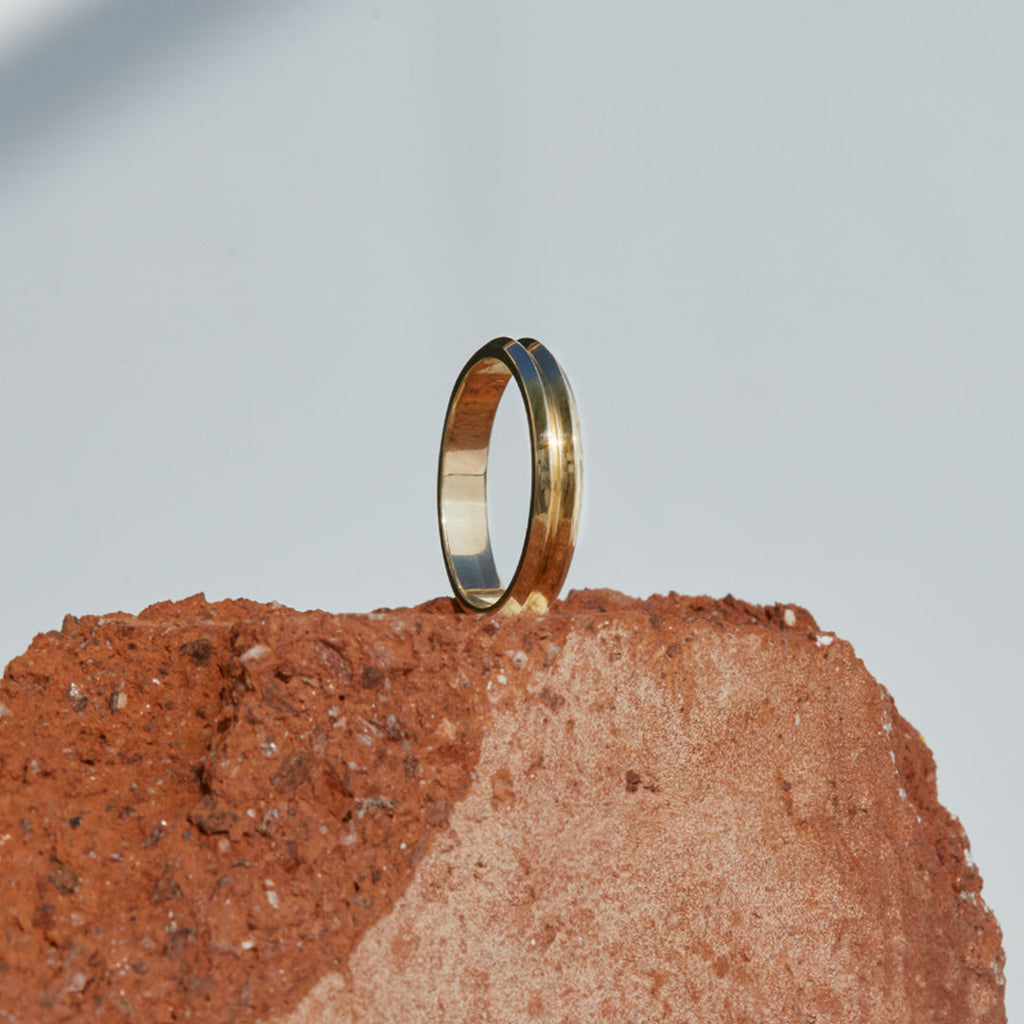 Dobbelt knivkant 14K Guld Ring