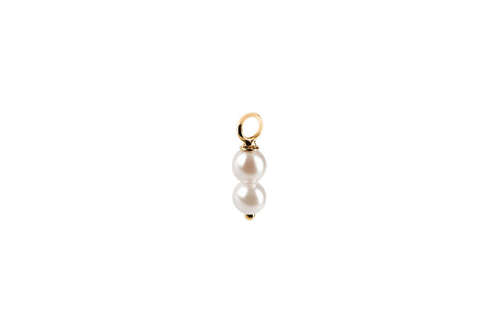 Double Perle Hoop Charm 14K Guld Ørerings-vedhæng