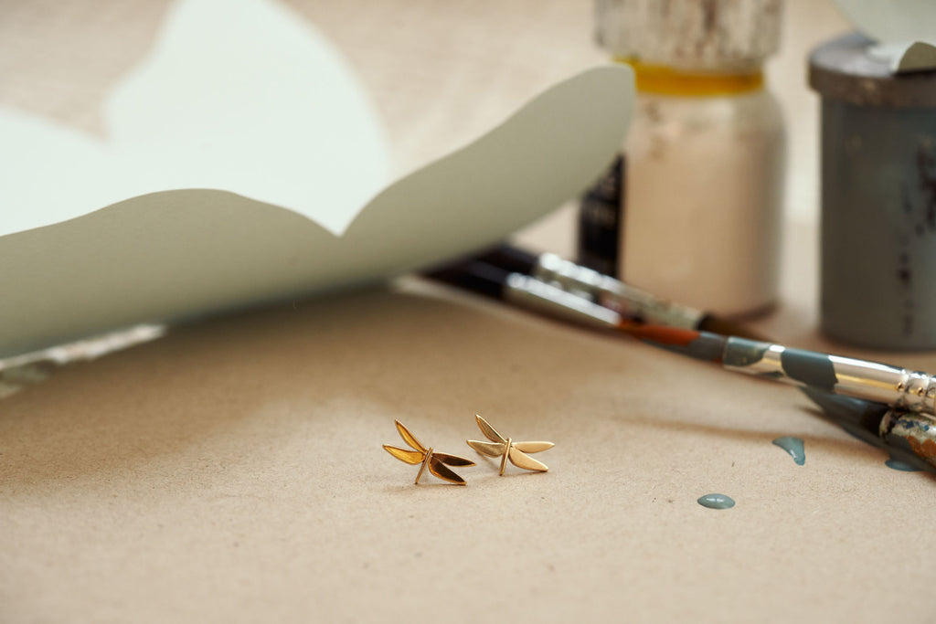 Dragonfly 14K Gold Earrings