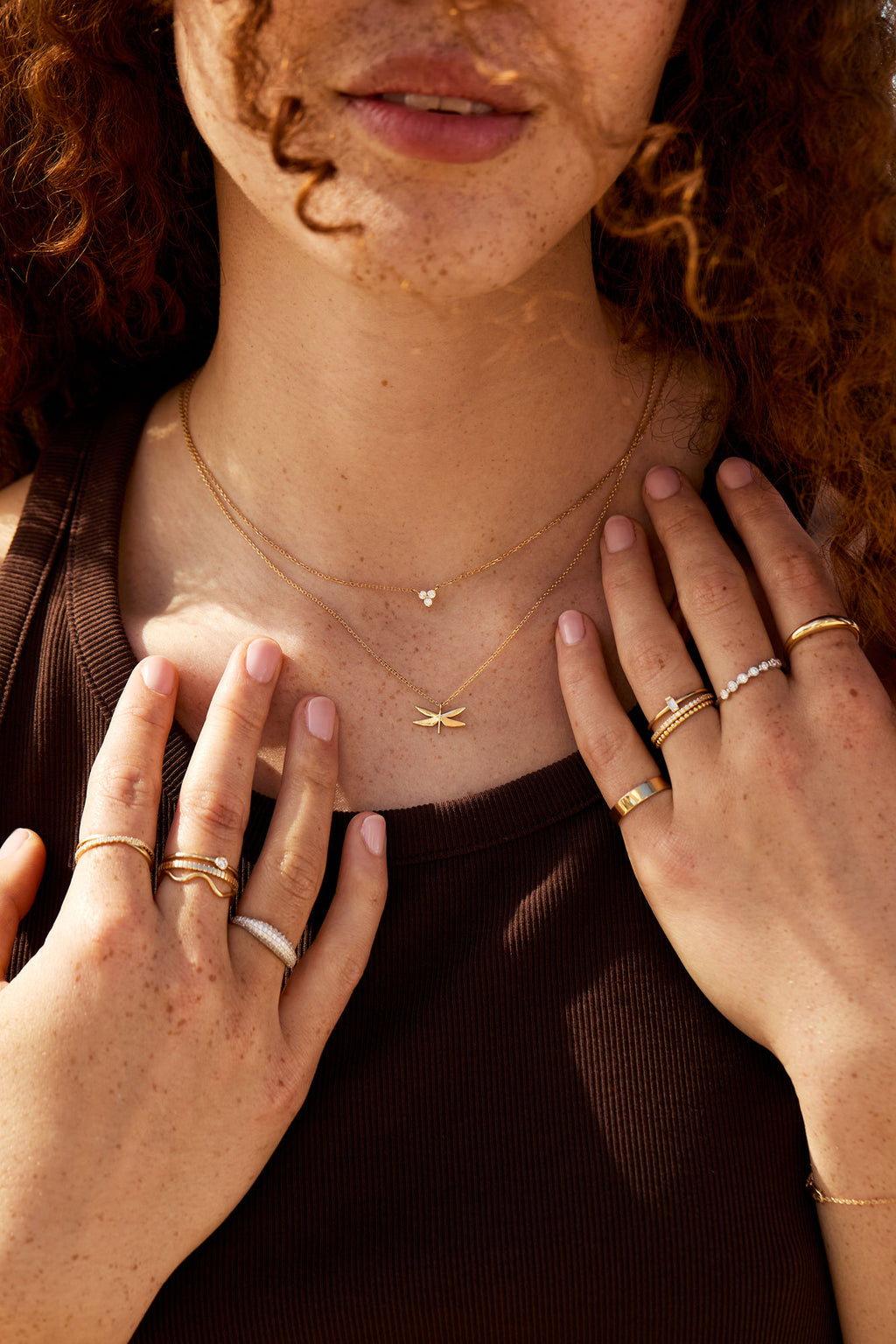 Libelle 14k Goldanhänger