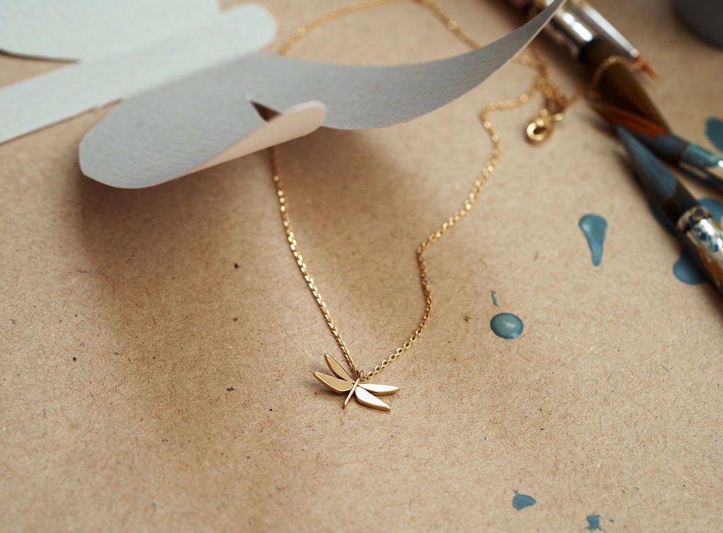 Libelle 14k Goldanhänger