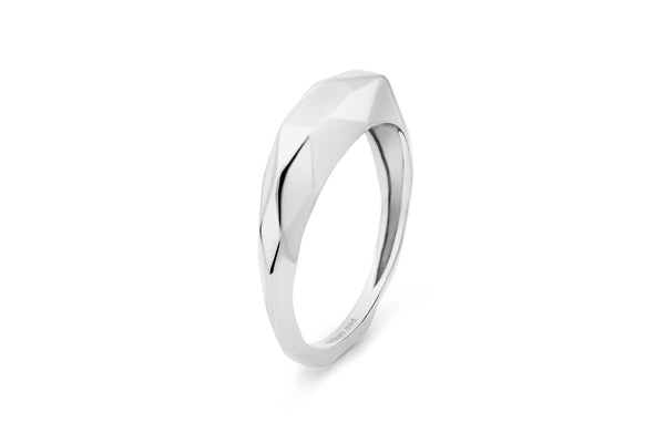 Edgy Dome 14K Whitegold Ring
