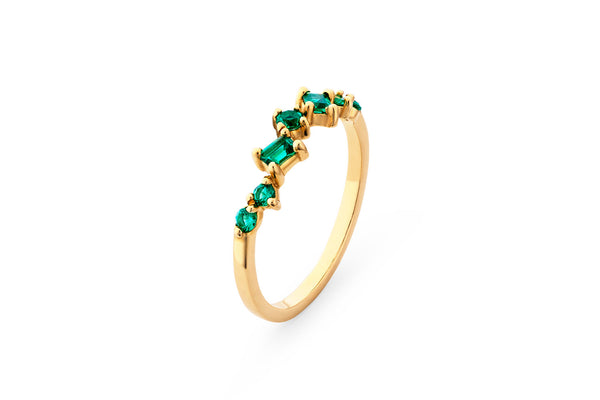 Emerald Cluster 14K Gold Ring