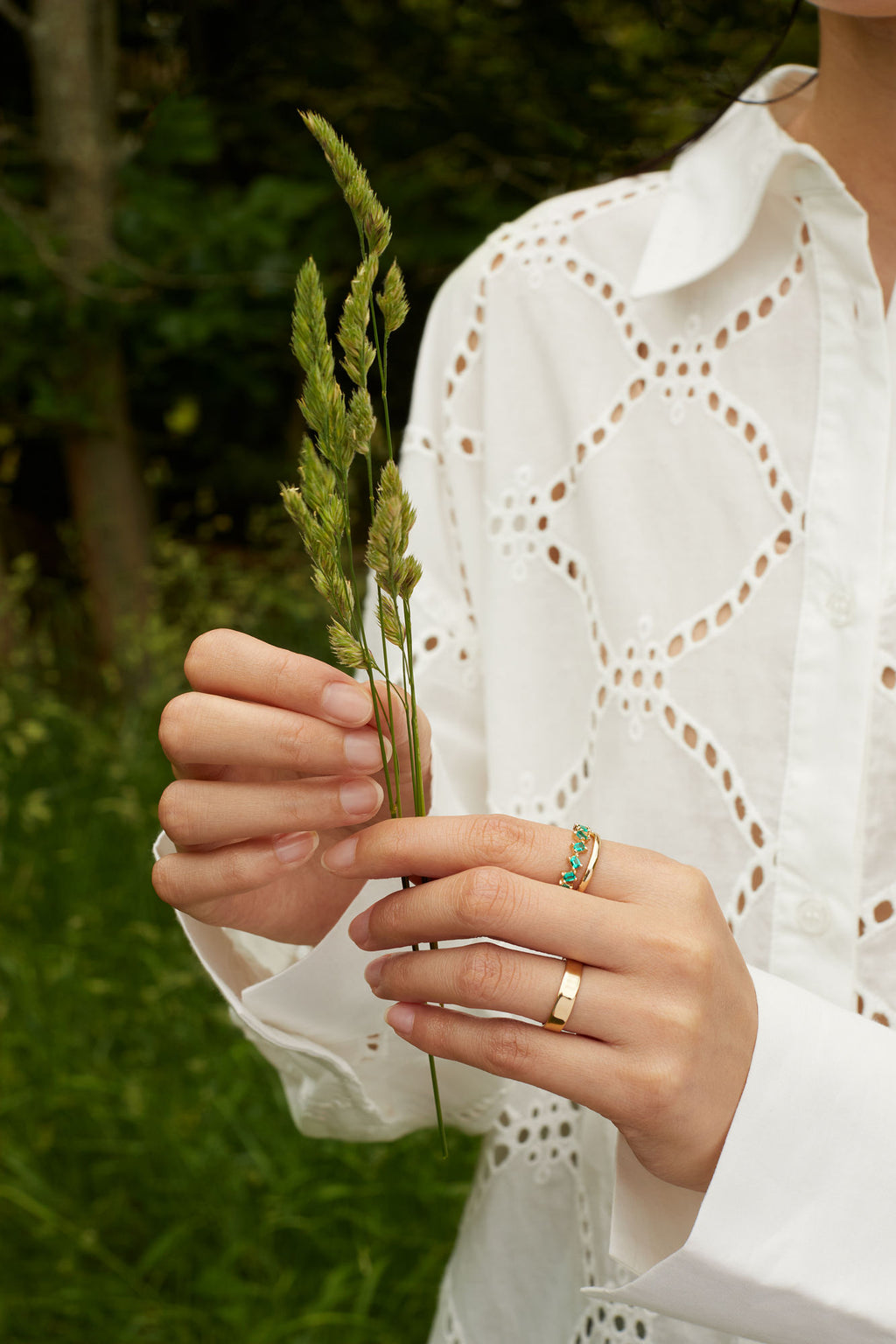 Emerald Deco 14k Goldring