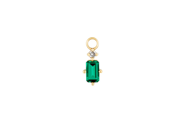 Emerald Hoop Charm 14K Gold Earring-pendant