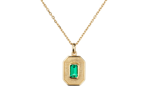 Emerald Pendant 14K Gold Necklace