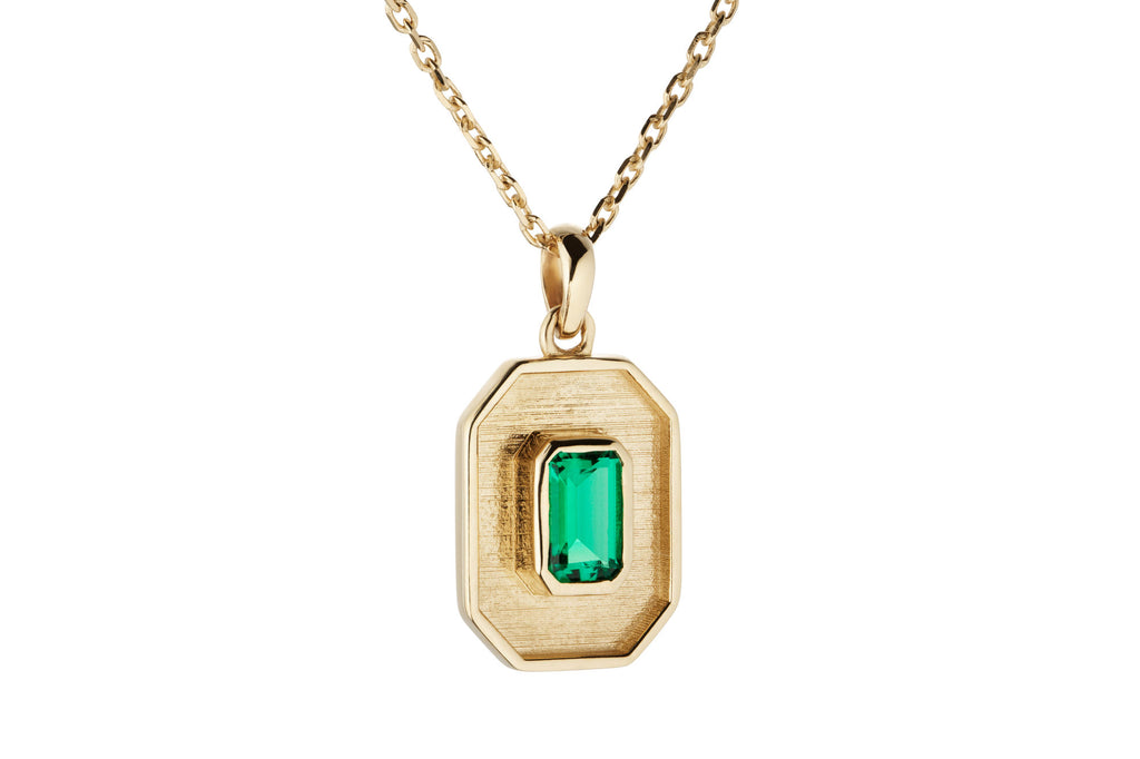 Emerald Pendant 14K Gold Necklace