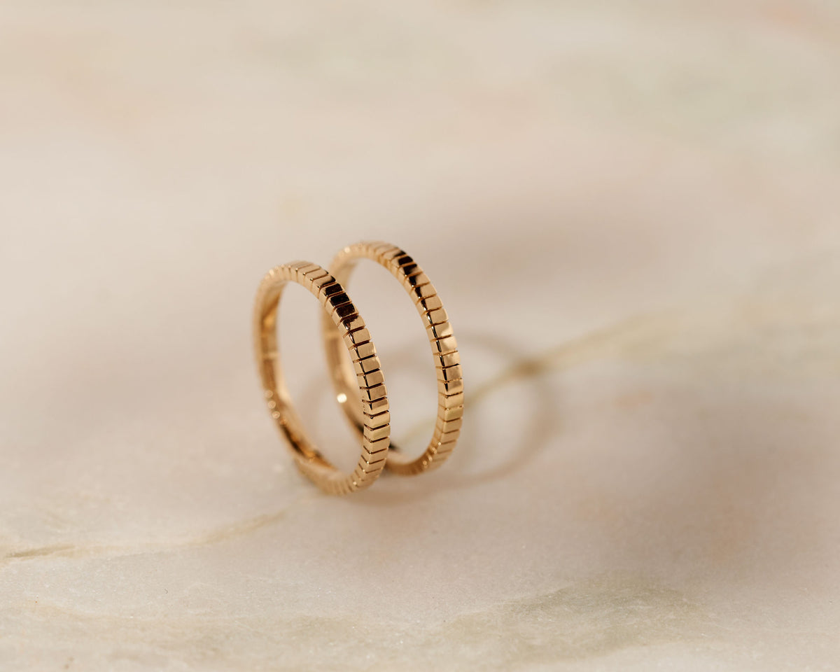 Facet 14K Gold Stacking Ring