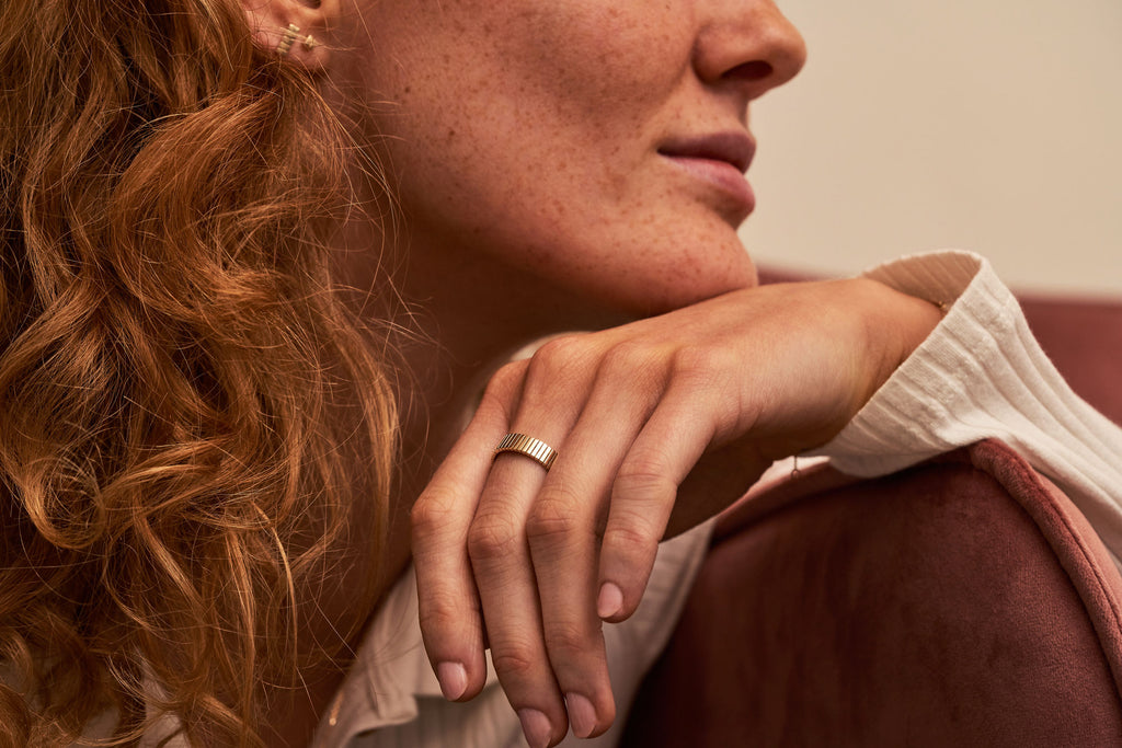 Facet Wide 14K Gold Ring