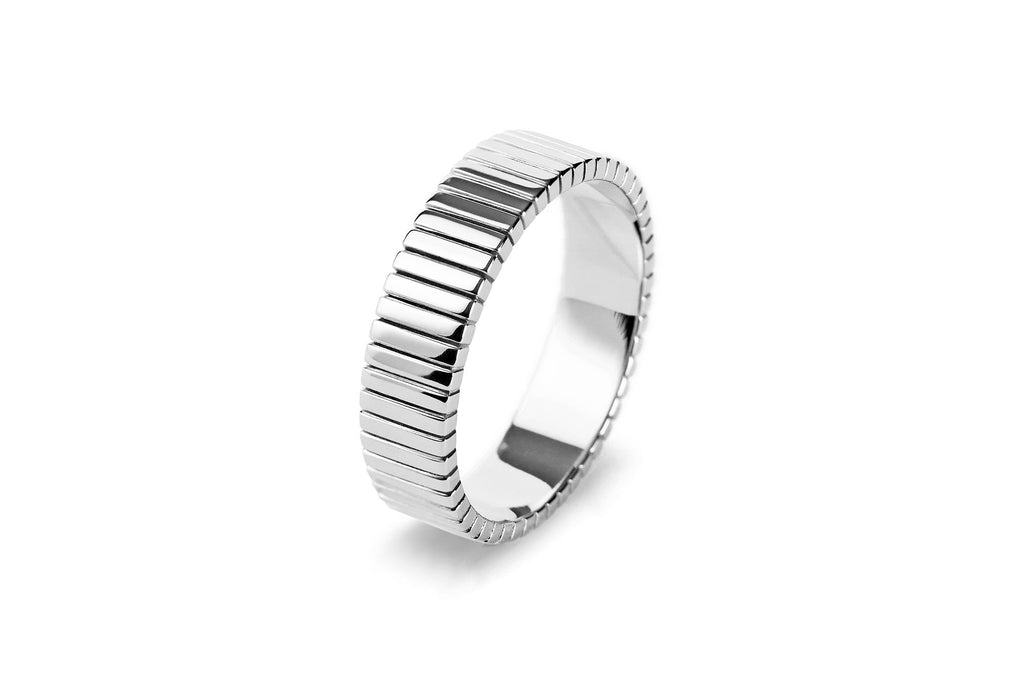 Facet Wide 14K Hvidguld Ring