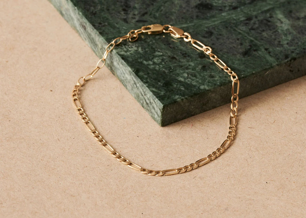 Figaro Chain 14K Gold Bracelet