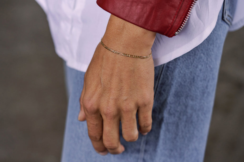Figaro Chain 14K Gold Bracelet