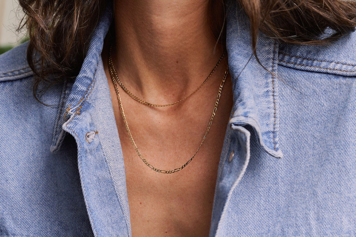 Figaro Chain 14K Gold Necklace