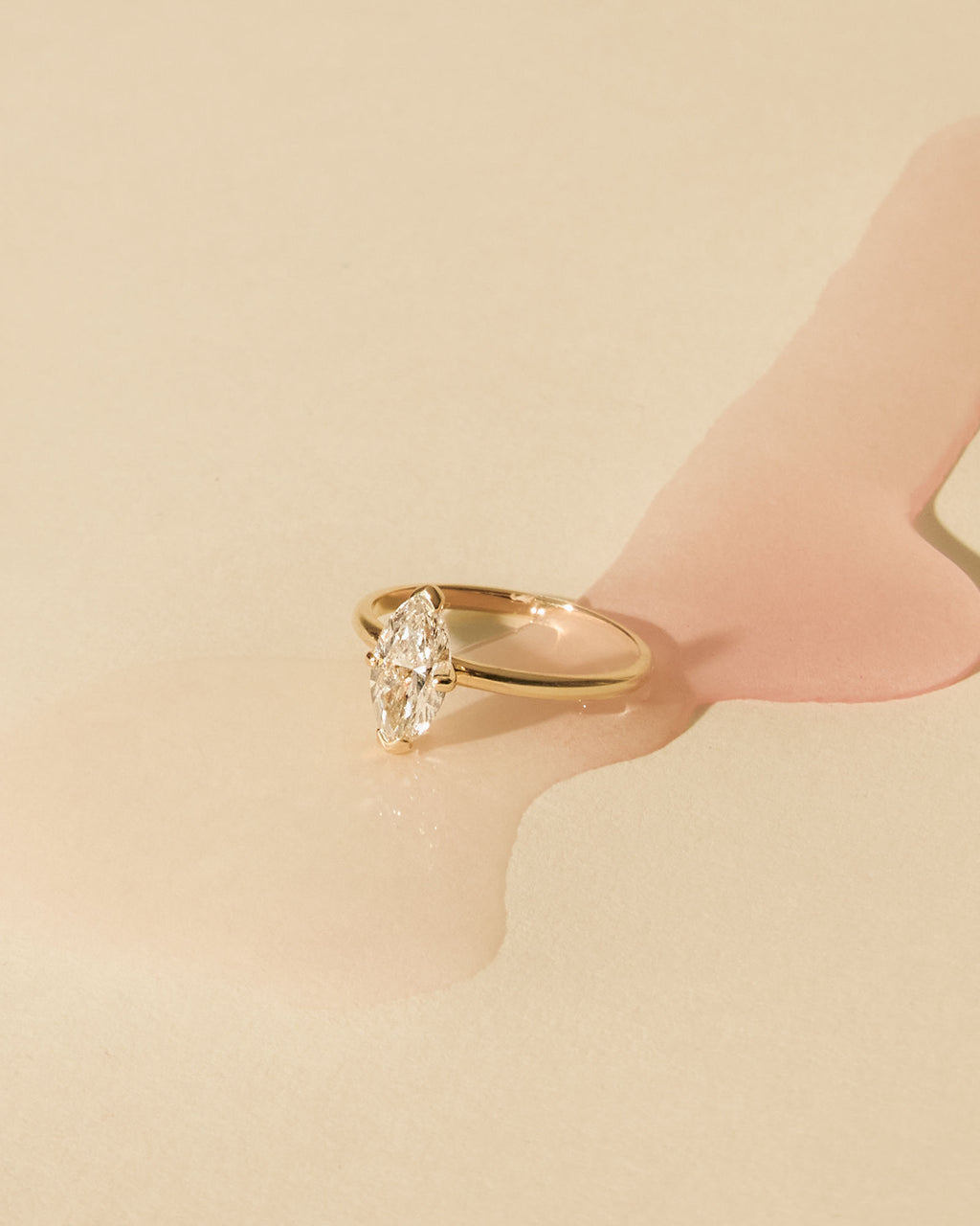 Marquise 1.0 CT 14k or 18k Whitegold Ring w. Lab-Grown Diamond