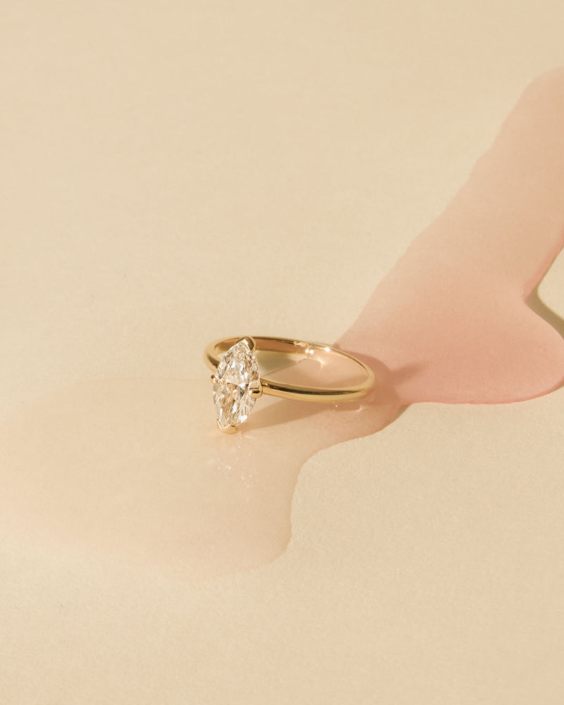 Marquise 1.0 CT 14k or 18k Gold Ring w. Diamond