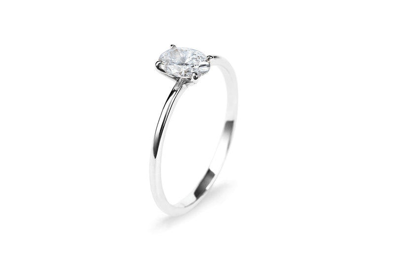 Oval Cut 14 or 18K Whitegold Ring w. 0.5ct Lab-Grown Diamond