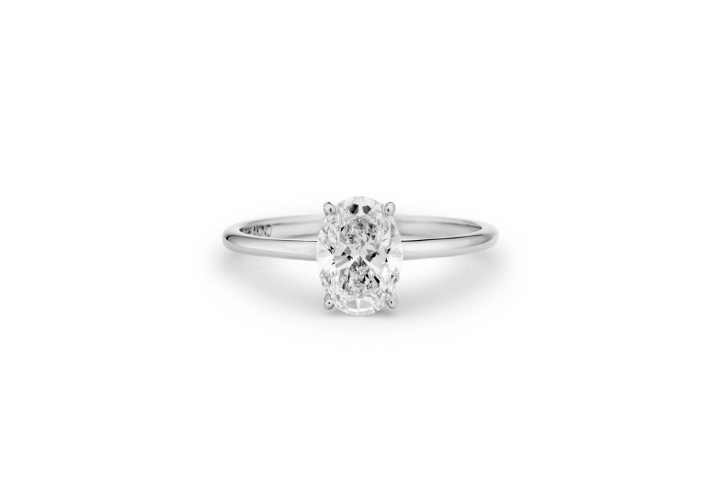 Oval Cut 14 oder 18K Whitegold Ring w. 1,0 CT Laborgewachsener Diamant